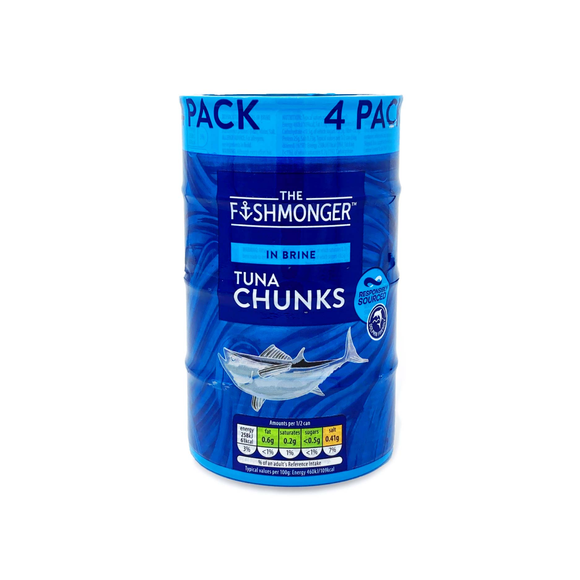 The Fishmonger Tuna Chunks In Brine 4x160g (4x112g Drained)