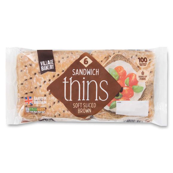 Village Bakery Brown Sandwich Thins 240g/6 Pack