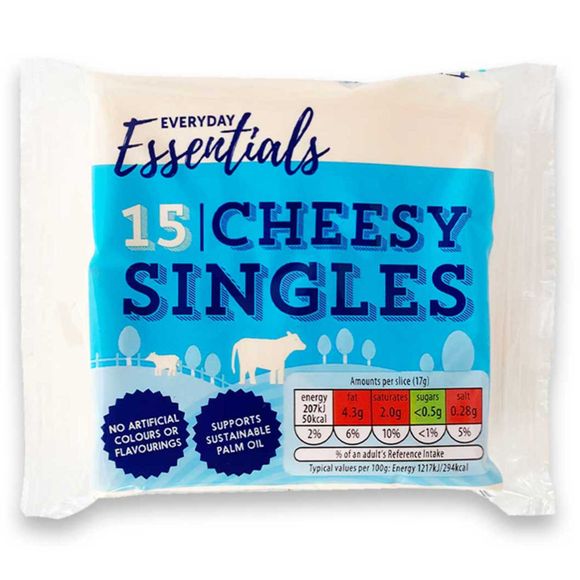 Everyday Essentials Cheesy Single Slices 255g/15 Pack