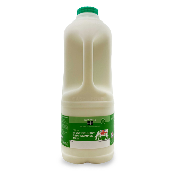 Cowbelle West Country Semi-skimmed Milk 1.7% Fat 2.27l/4 Pints