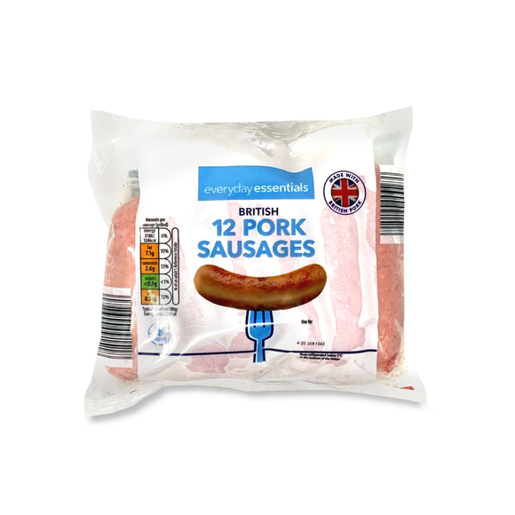 Everyday Essentials 12 British Pork Sausages 681g