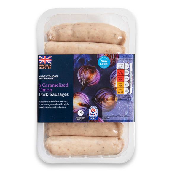 Specially Selected Caramelised Onion Pork Sausages 400g/6 Pack