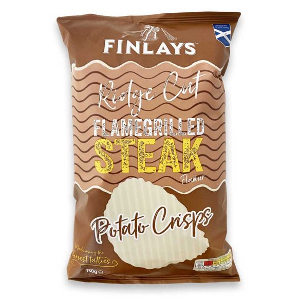 Finlays Ridge Cut Flame Grilled Steak Flavour Potato Crisps 150g