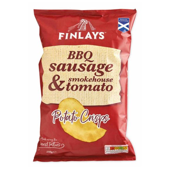 Finlays BBQ Sausage & Smokehouse Tomato Potato Crisps 150g