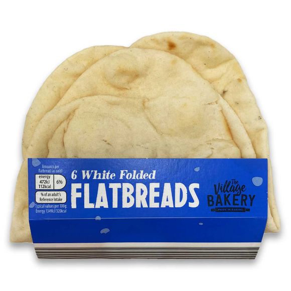 Village Bakery 6 White Folded Flatbreads 210g