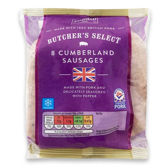 Ashfield Farm Butchers Select Cumberland Sausages 454g/8 Pack