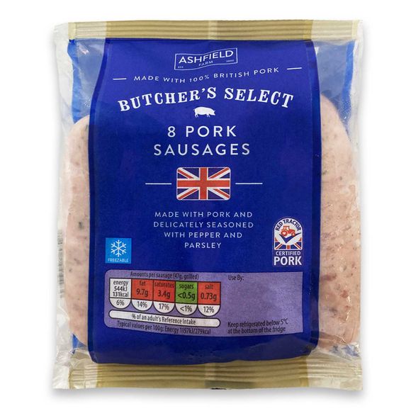 Ashfield Farm Butchers Select 8 Pork Sausages 454g