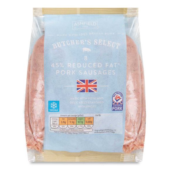 Butcher's Select Pork Reduced Fat Sausages 454g/8 Pack