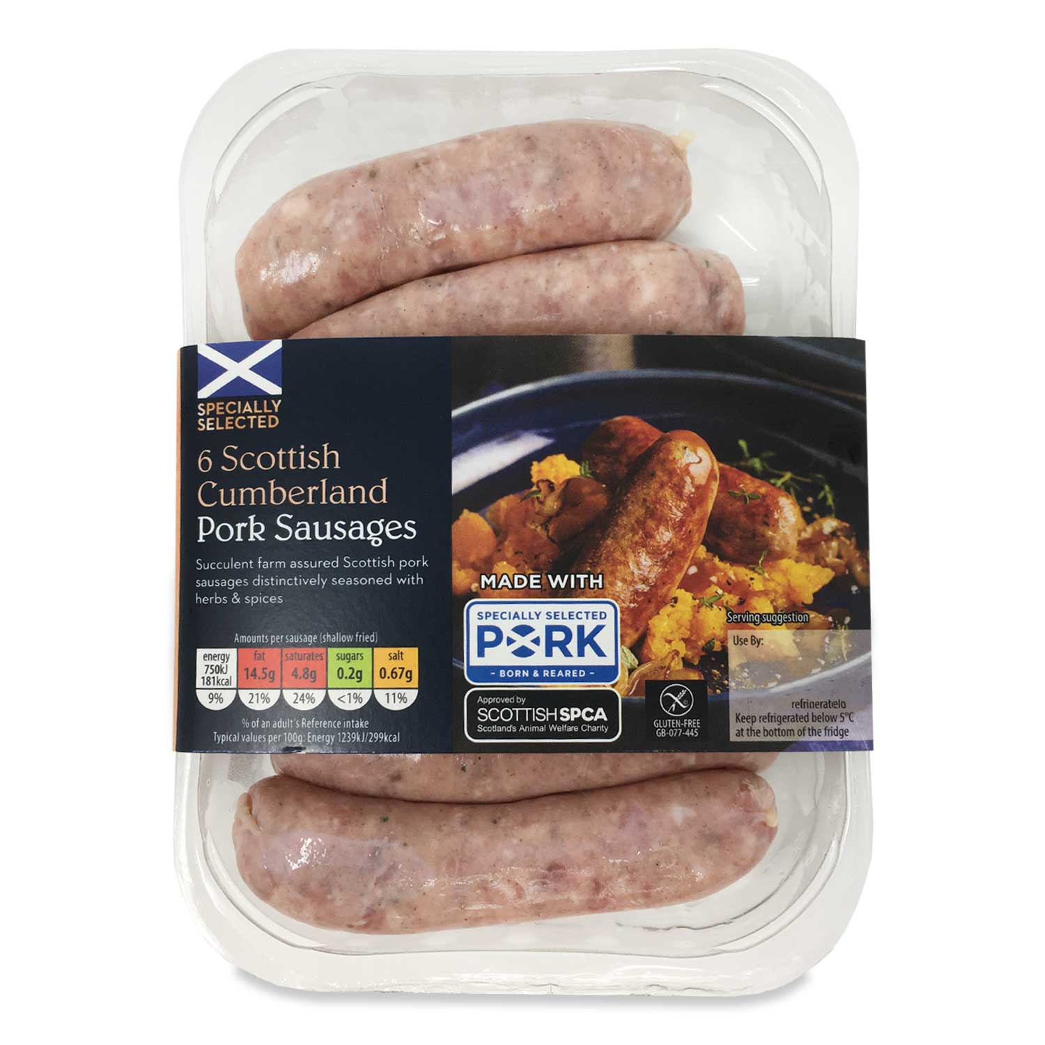 Specially Selected Scottish Cumberland Pork Sausages 400g/6 Pack