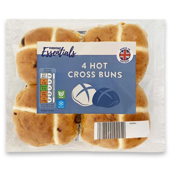 Everyday Essentials Hot Cross Buns 300g/4 Pack