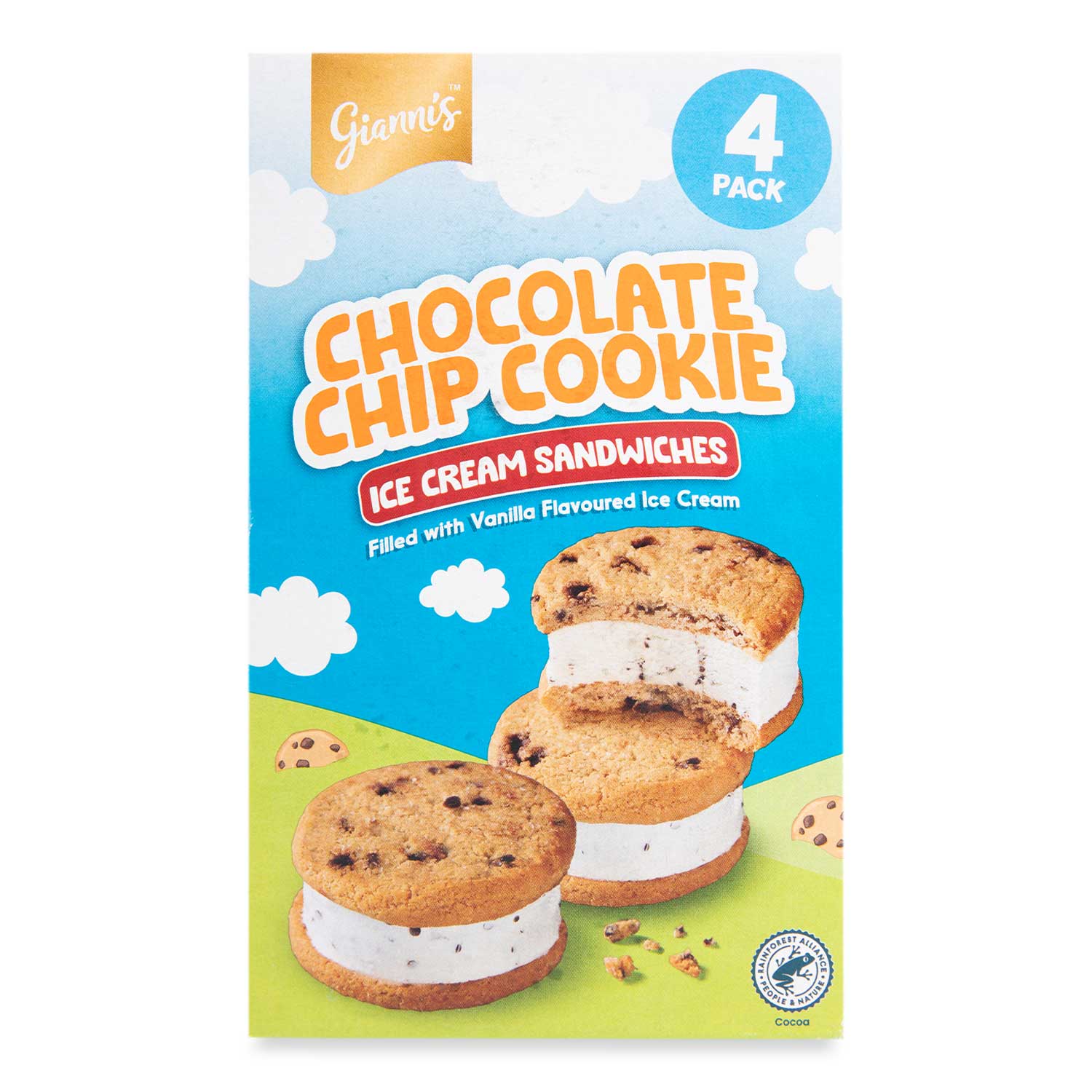 Gianni's Chocolate Chip Cookie Ice Cream Sandwiches 4x95ml