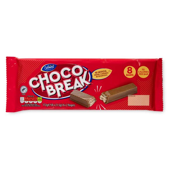 Belmont Choco Break Bars 172g/8 Pack