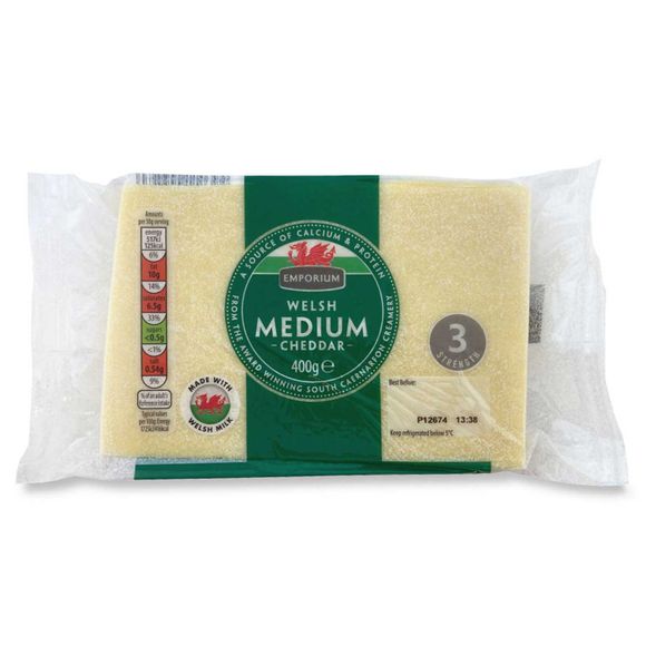 Emporium Welsh Medium Cheddar Cheese 400g