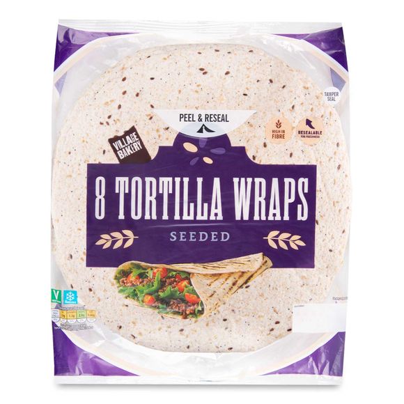 Village Bakery Super Soft Seeded Wraps 8 Pack