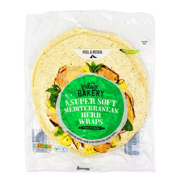 Village Bakery Super Soft Mediterranean Herb Wraps 8 Pack