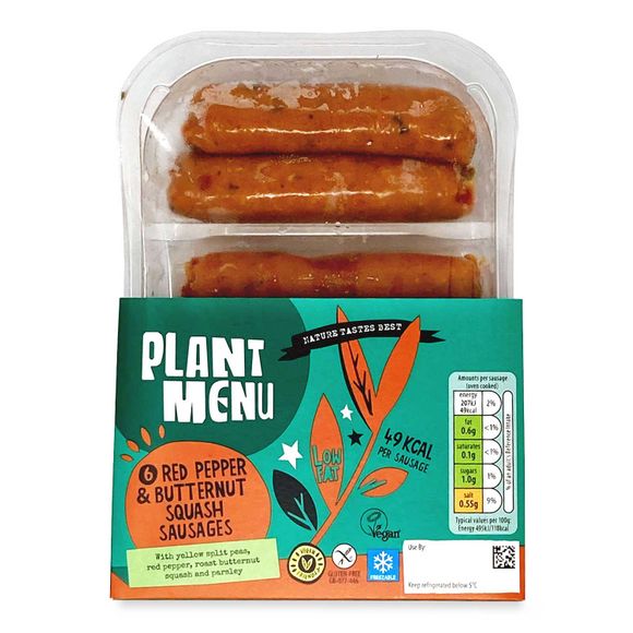 Plant Menu Red Pepper & Butternut Squash Sausages 270g