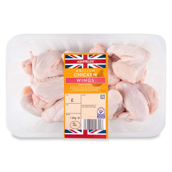 Ashfields British Chicken Wings Fresh Class A 1kg