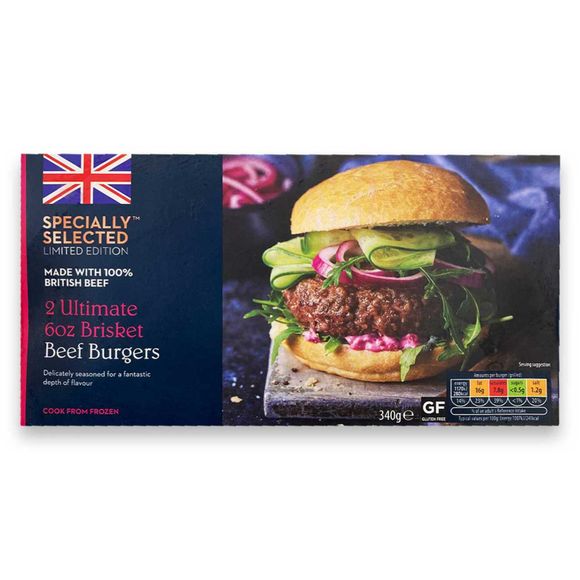 Specially Selected 2 Ultimate 6oz Brisket Burgers 340g