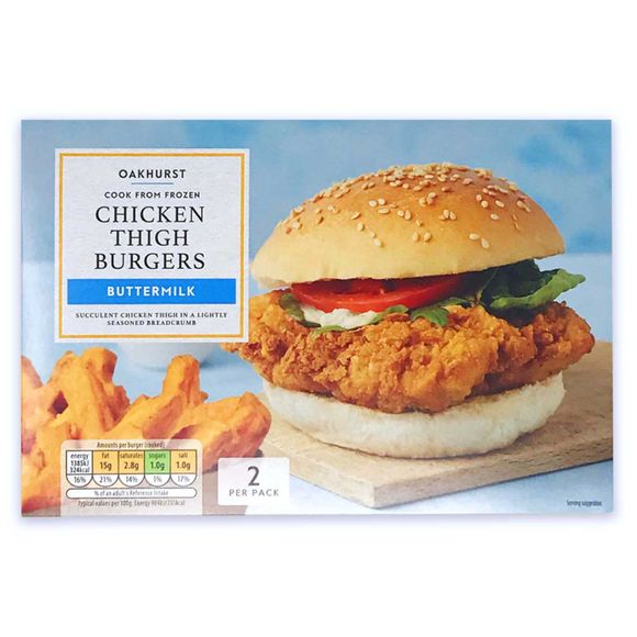 Oakhurst Cook From Frozen Chicken Thigh Burgers Buttermilk 300g