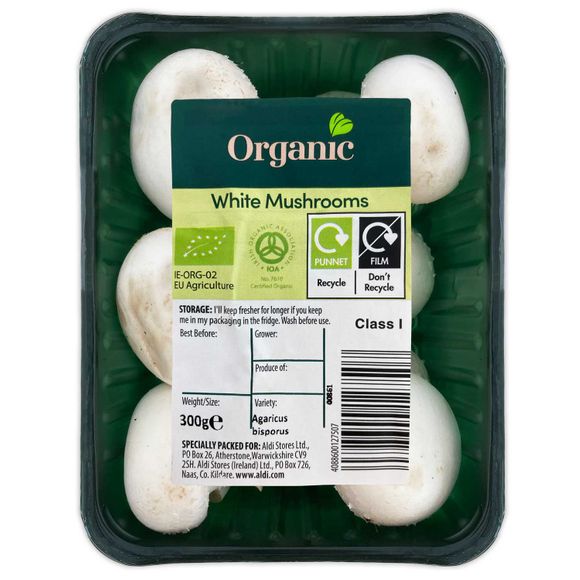 Just Organic White Mushrooms 300g