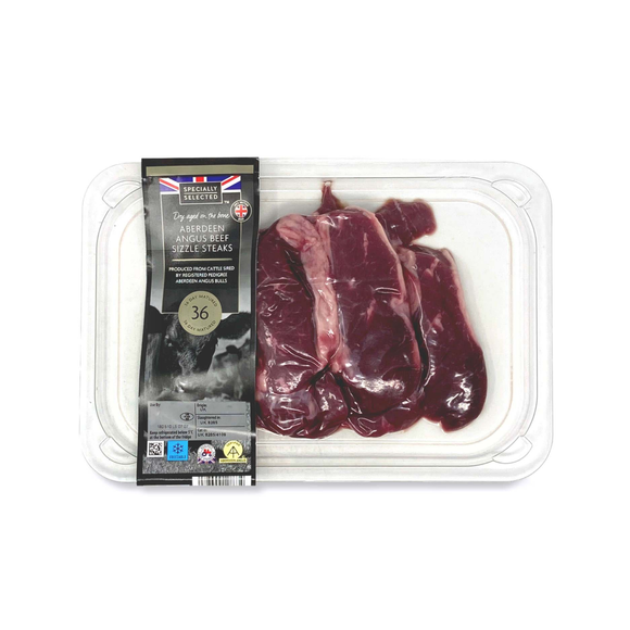 Specially Selected Dry Aged On The Bone Aberdeen Angus Beef Sizzle Steaks 300g