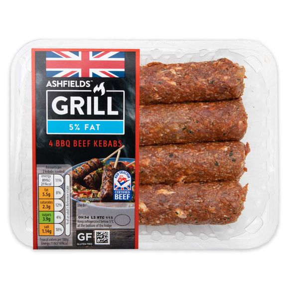 Ashfields BBQ Beef Kebabs 5% Fat 320g