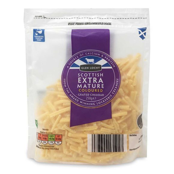 Glen Lochy Scottish Extra Mature Grated Cheddar Cheese 250g