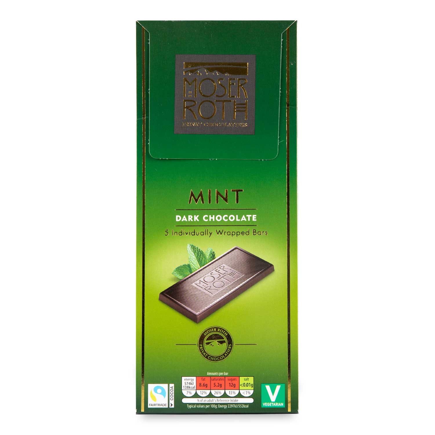 Moser Roth Mint Dark Chocolate Bars 5x25g
