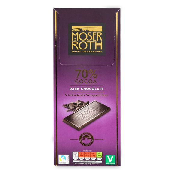 Moser Roth 70% Cocoa Dark Chocolate Bars 5x25g