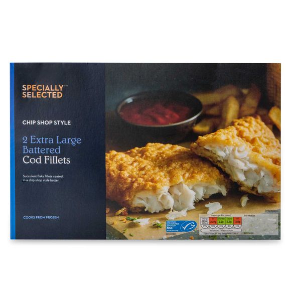 Specially Selected Chip Shop Style Extra Large Battered Cod Fillets 460g/2 Pack