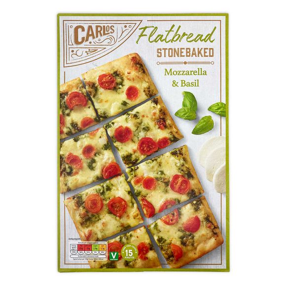 Carlos Flatbread Stonebaked Mozzarella & Basil 350g