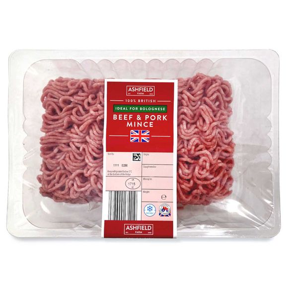 Ashfields 100% British Ideal For Bolognese Beef & Pork Mince 750g