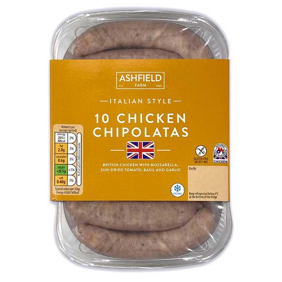 Ashfields Italian Style Chicken Chipolatas 340g/10 Pack