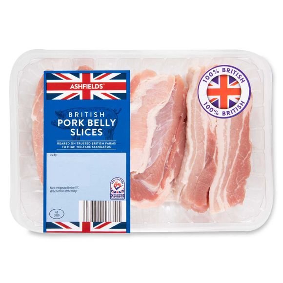 Ashfields 100% British Pork Belly Slices 500g