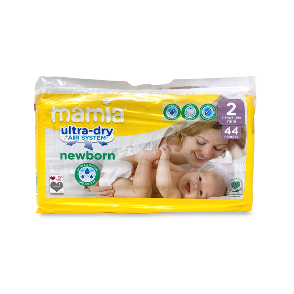 Mamia Newborn Nappies Size 2 44 Pack