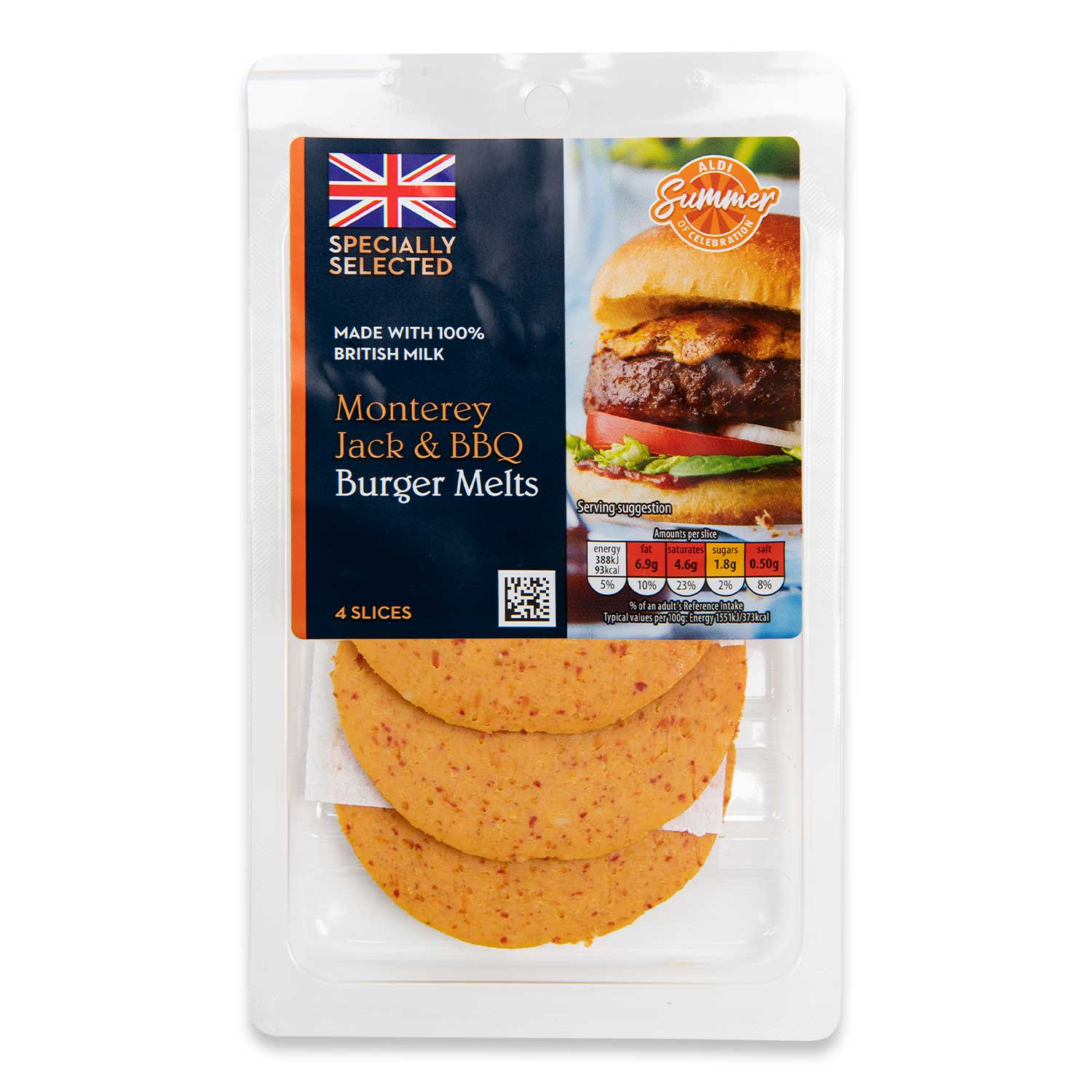 Specially Selected Monterey Jack BBQ Burger Melts 100g/4 Pack