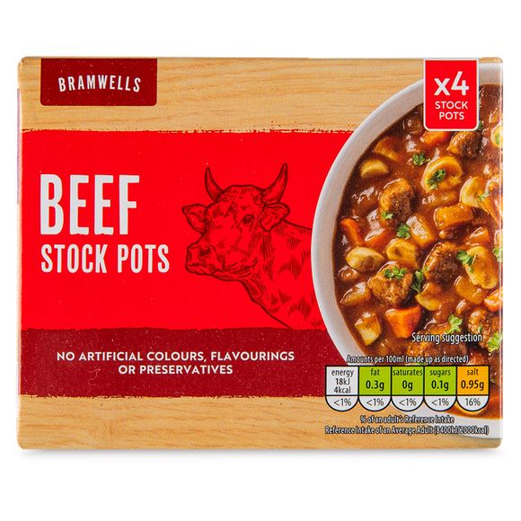 Bramwells Beef Stock Pots 4x24g Pots