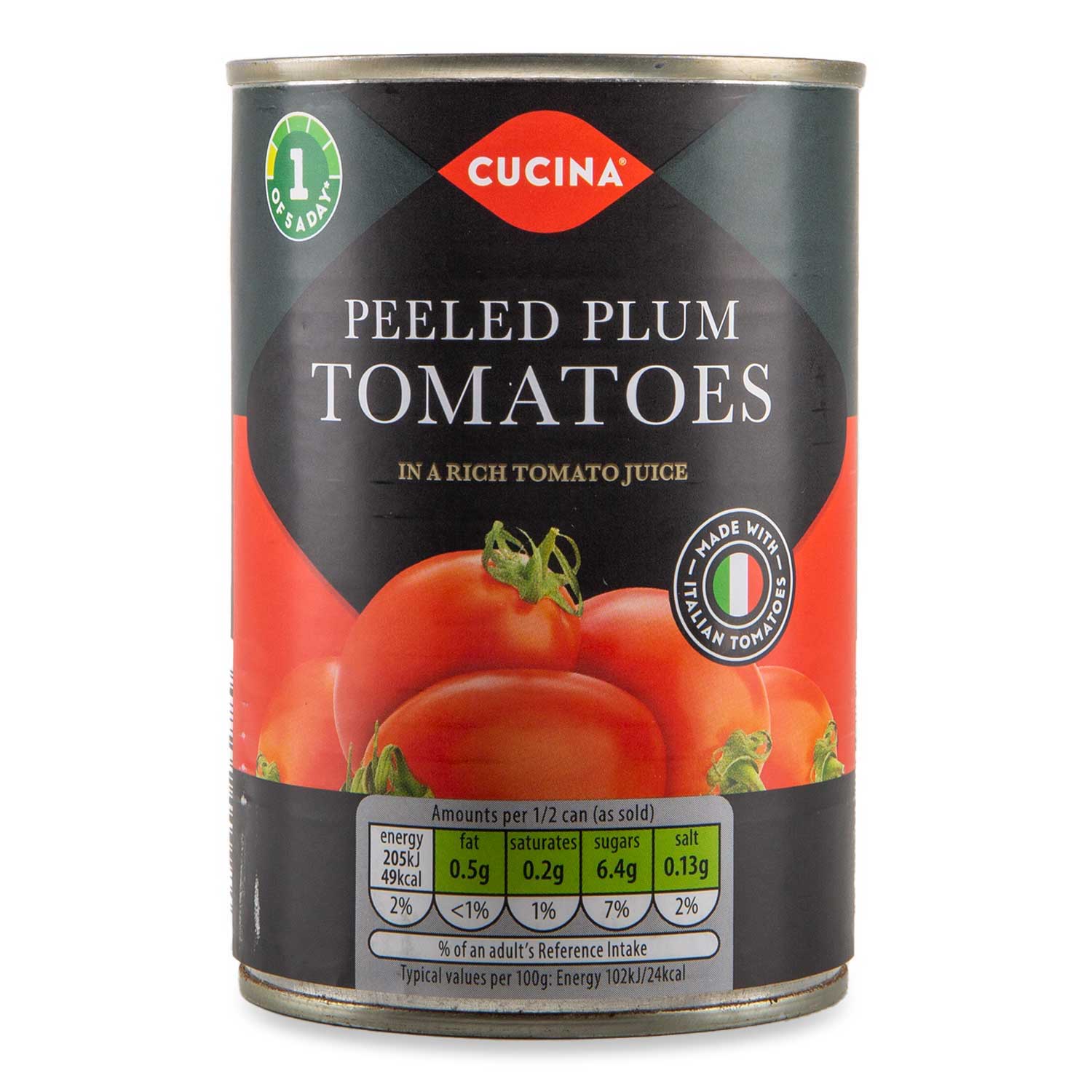 Cucina Peeled Plum Tomatoes In A Rich Tomato Juice 400g (260g Drained)