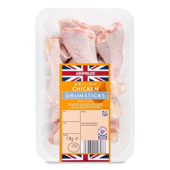 Ashfields British Chicken Drumsticks Fresh Class A 1kg