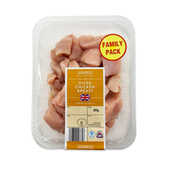 Ashfield Farm 100% British Diced Chicken Breast 600g