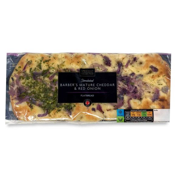 Specially Selected Stonebaked Barber's Mature Cheddar Cheese & Red Onion Flatbread 250g