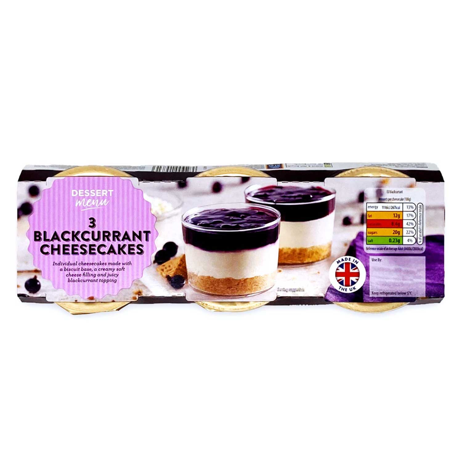 Dessert Menu Blackcurrant Cheesecakes 3x100g