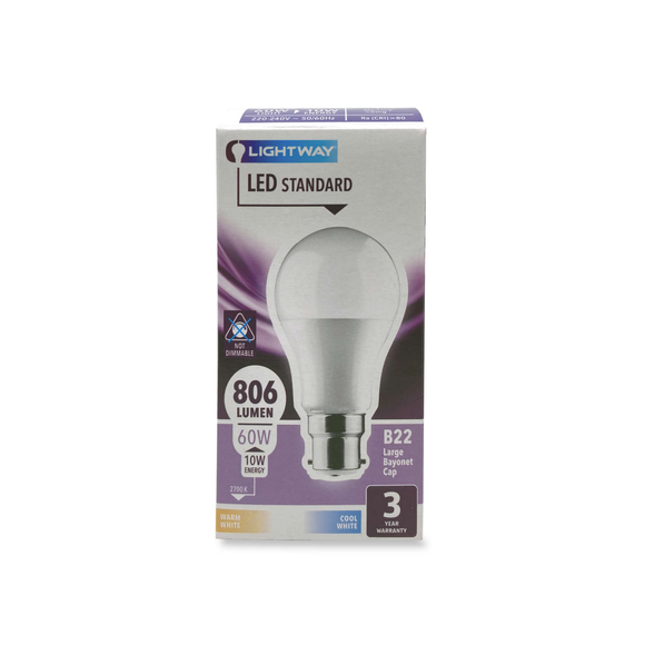 Lightway Led Light Bulb Non-dim 10w A60 Bc 1 Bulb