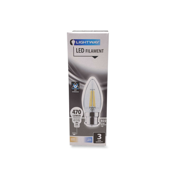 Lightway Led Filament Light Bulb 4w C37 Candle Bc 1 Bulb