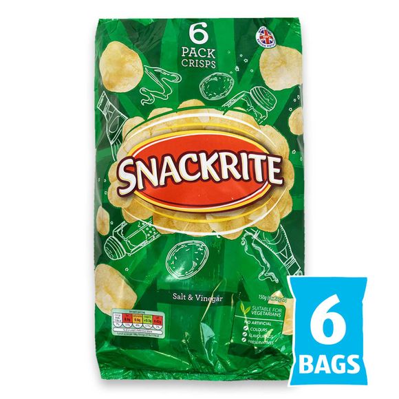 Snackrite Multipack Crisps Salt & Vinegar 6x25g