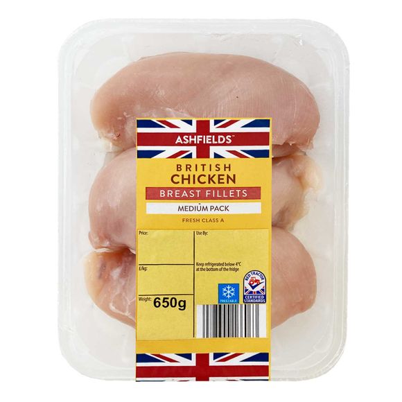 Ashfields 100% British Medium Pack Chicken Breast Fillets 650g