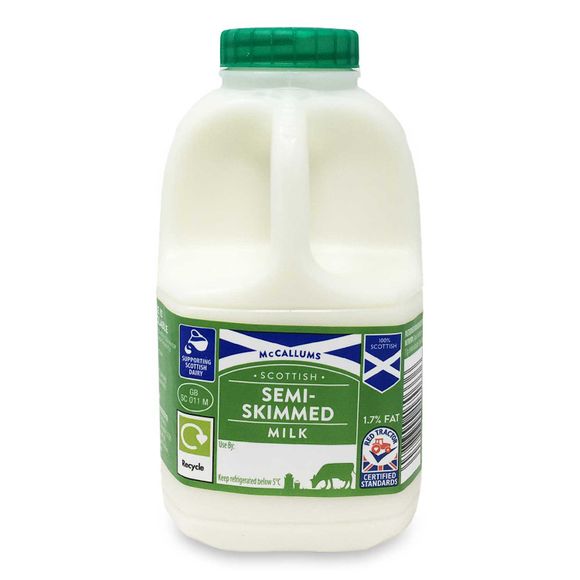 McCallums Scottish Semi-skimmed Milk 1.7% Fat 1 Pint/568ml