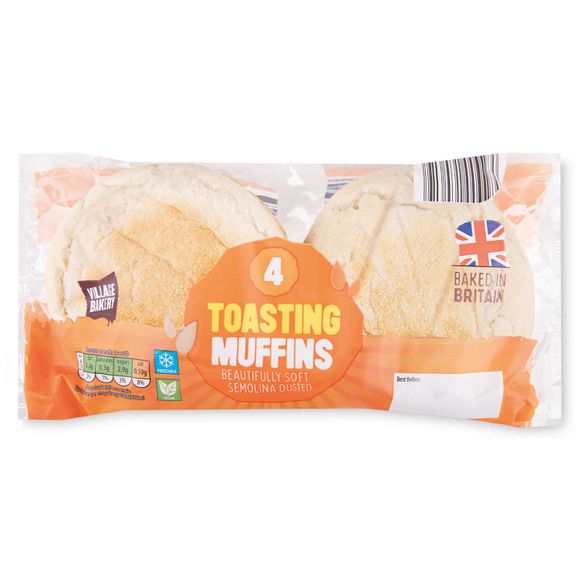 Village Bakery White Toasting Muffins 264g/4 Pack