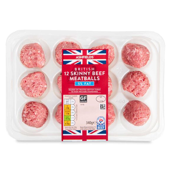 Ashfields 5% Fat 12 Skinny Beef Meatballs 340g