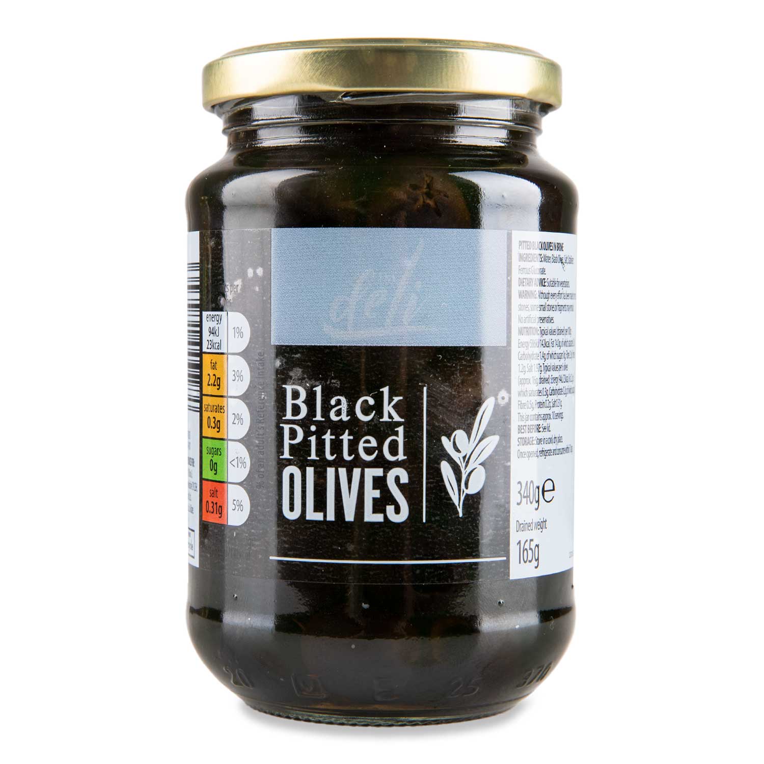 The Deli Pitted Black Olives 340g (165g Drained)